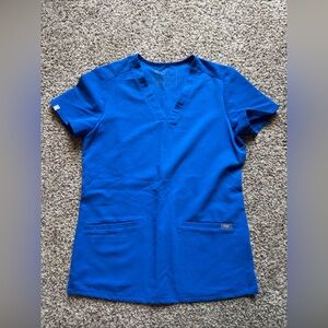 Figs Technical Collection Top Women XXS Two Pocket Blue Nurse Medical